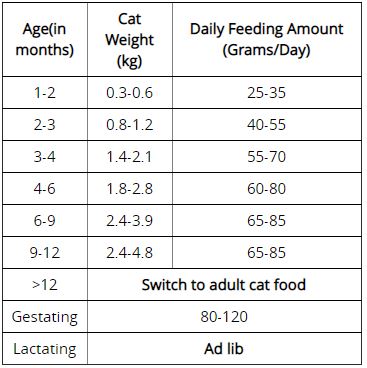 Wolfberry Well-Being Kitten Food feeing guide